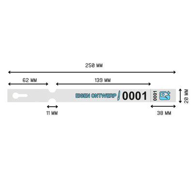 Custom Printed Numbered Self-Locking Labels With Tear-Off Stud - 250x20mm 200 Pack