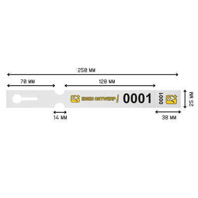 Custom Printed Numbered Self-Locking Labels With Tear-Off Stud - 250x25mm 200 Pack