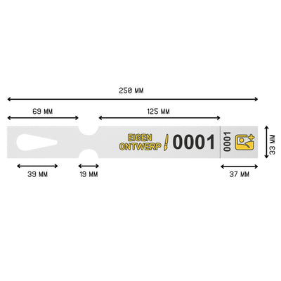 Custom Printed Numbered Self-Locking Labels With Tear-Off Stud - 250x33mm 198 Pack