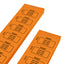 Custom Printed Orange Paper Tickets On Strips With Numbering and Three Lines Of Text Printing