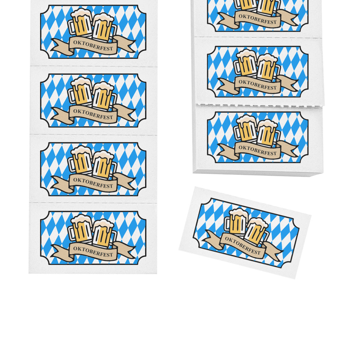 Octoberfest Drink and Food Tickets on Strips Perforated Paper 