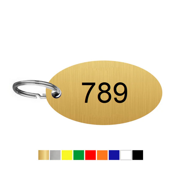 Oval Acrylic Key Tags with Number Engraving Horizontal