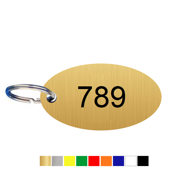 Oval Acrylic Key Tags with Number Engraving Horizontal