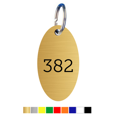 Oval Acrylic Key Tags with Number Engraving Vertical