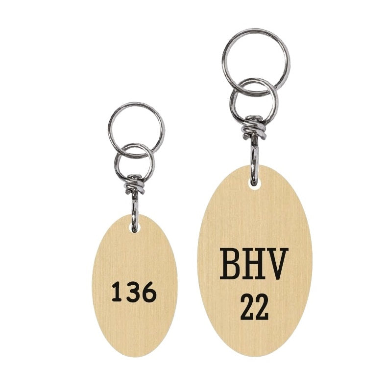 Oval Satin-Finished Gold Brass Hotel Key Tags With Custom Engraving