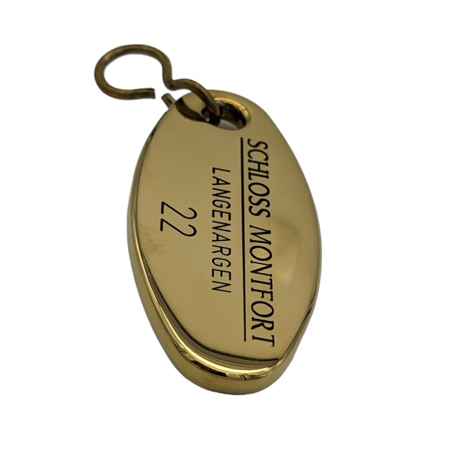 Oval Gold Brass Hotel Key Tags With Custom Engraving