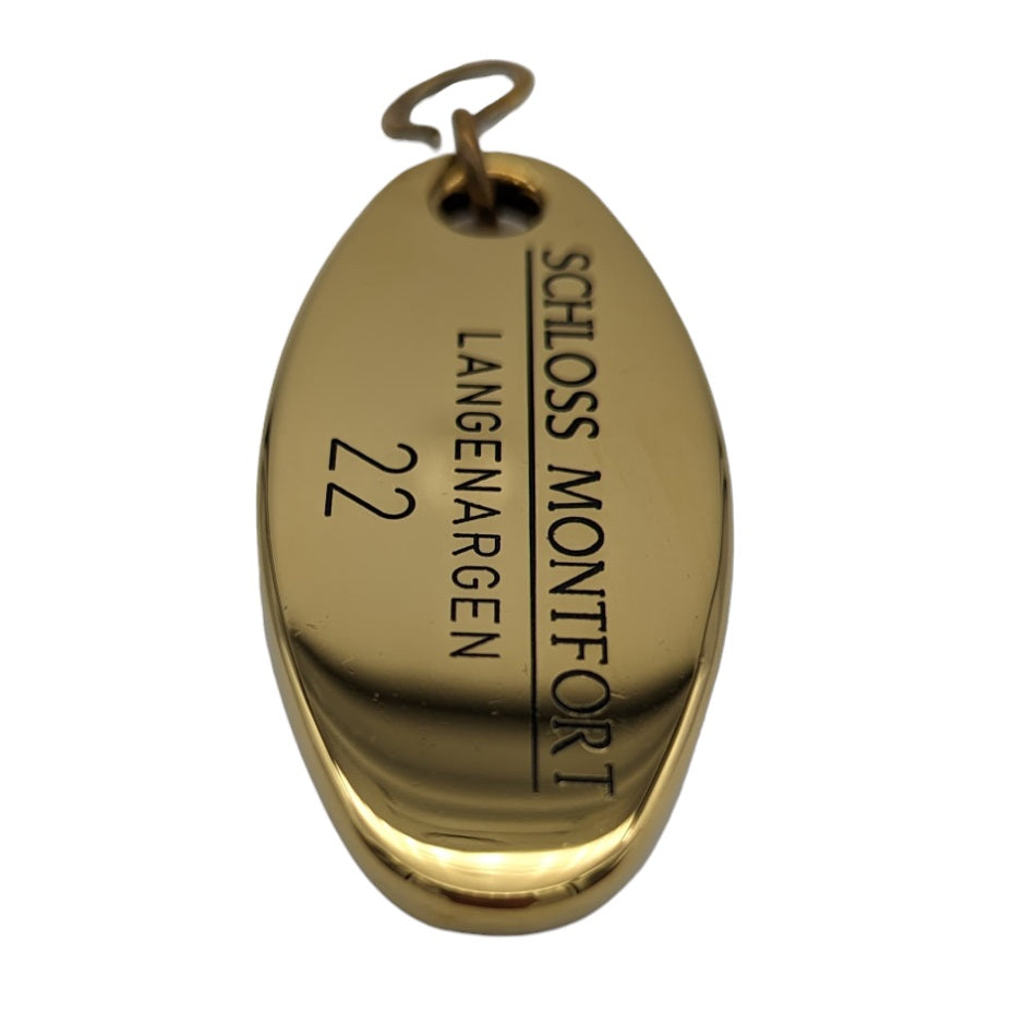 Oval Gold Brass Hotel Key Tags With Custom Engraving