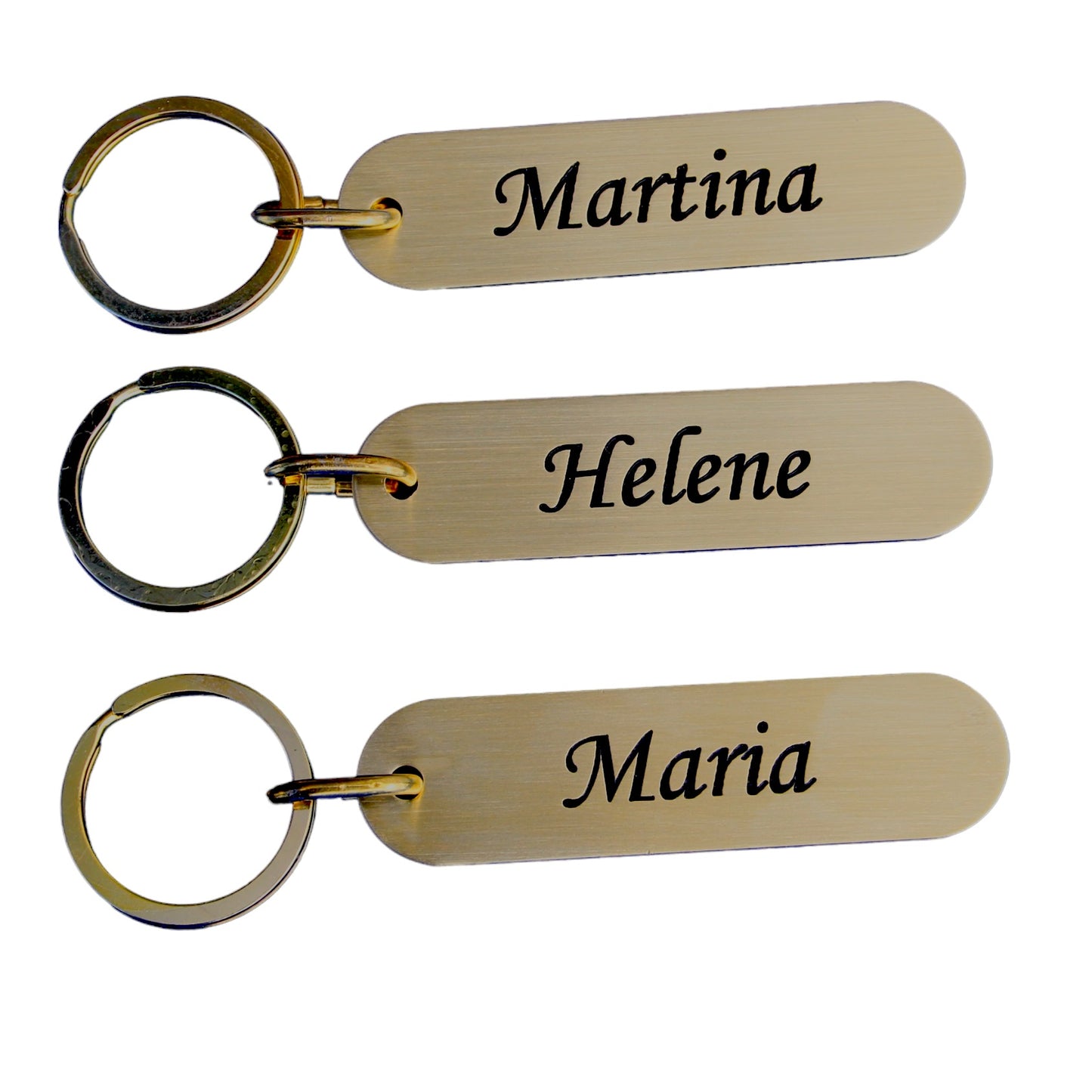 Oval Brushed Gold Brass Hotel Key Tags With Custom Engraving and Flat Key Ring