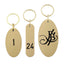 Oval Brushed Gold Brass Hotel Key Tags With Custom Engraving and Flat Key Ring