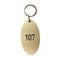 Oval Brushed Gold Brass Hotel Key Tags With Custom Engraving and Flat Key Ring