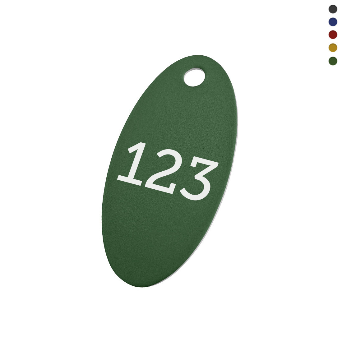 Oval Colour Aluminium Number Tags With One Hole at the Top 50x25mm