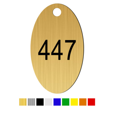 Oval Acrylic Number Labels with One Drill Hole Vertical