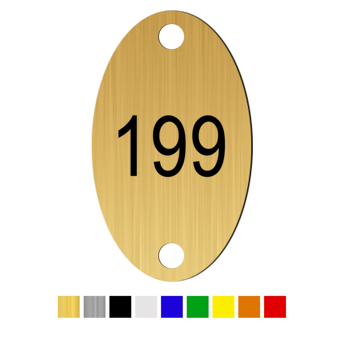 Oval Acrylic Number Labels with Two Drill Holes Vertical