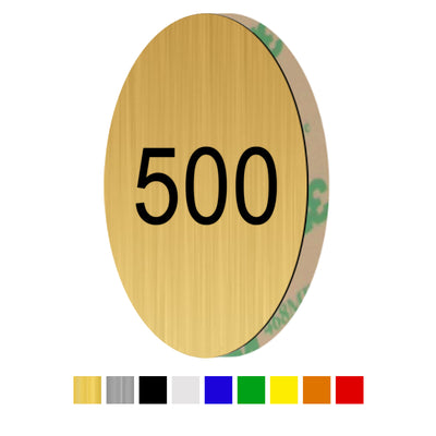 Oval Acrylic Number Labels with Adhesive Tape Vertical