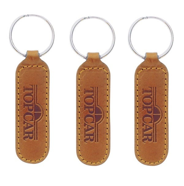 Oval Leather or Artificial Leather Hotel Key Tags | 98x20mm | With Hot Stamped Engraving