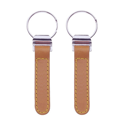 Oval Leather Hotel Key Tags With Silver Metal Connector and Split Key Ring | 95x25 | Hot Stamped Engraving