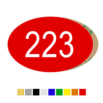 Oval Acrylic Number Labels with Adhesive Tape Horizontal