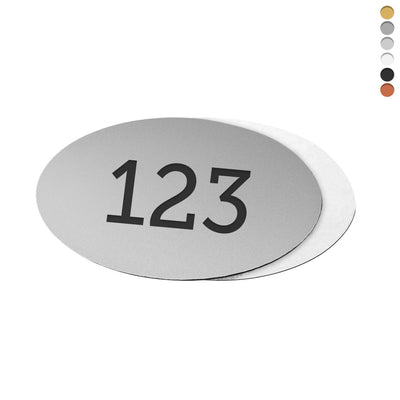 Oval Foil Number Tags With Adhesive Tape Backing Horizontal Orientation