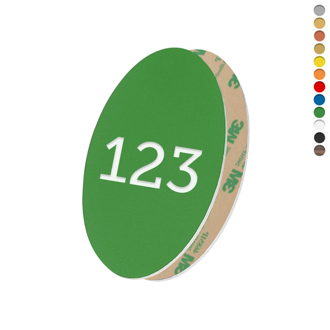 Oval Acrylic Number Tags In Vertical Orientation With Adhesive Tape Backing