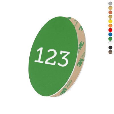 Oval Acrylic Number Tags In Vertical Orientation With Adhesive Tape Backing