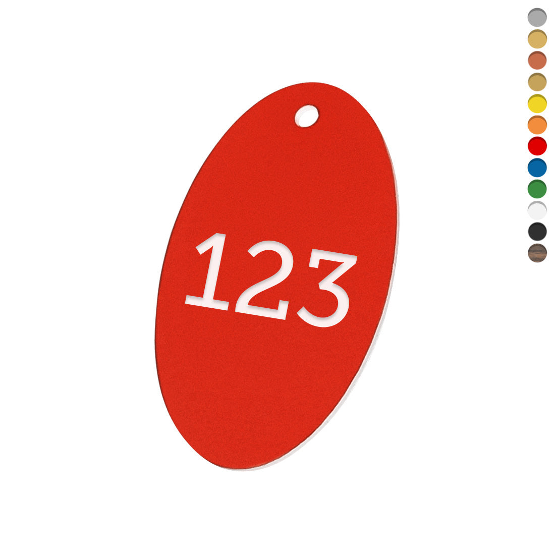 Oval Acrylic Number Tags With One Drill Hole at The Top