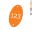 Oval Acrylic Number Tags In Vertical Orientation With Two Drill Holes Top and Bottom