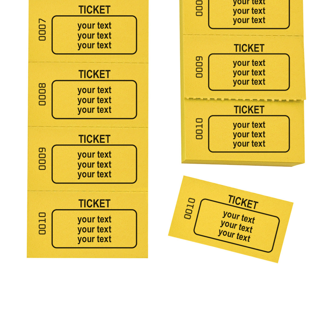 Perforated Ticket Strips for Raffles and Event With Custom Printing Yellow