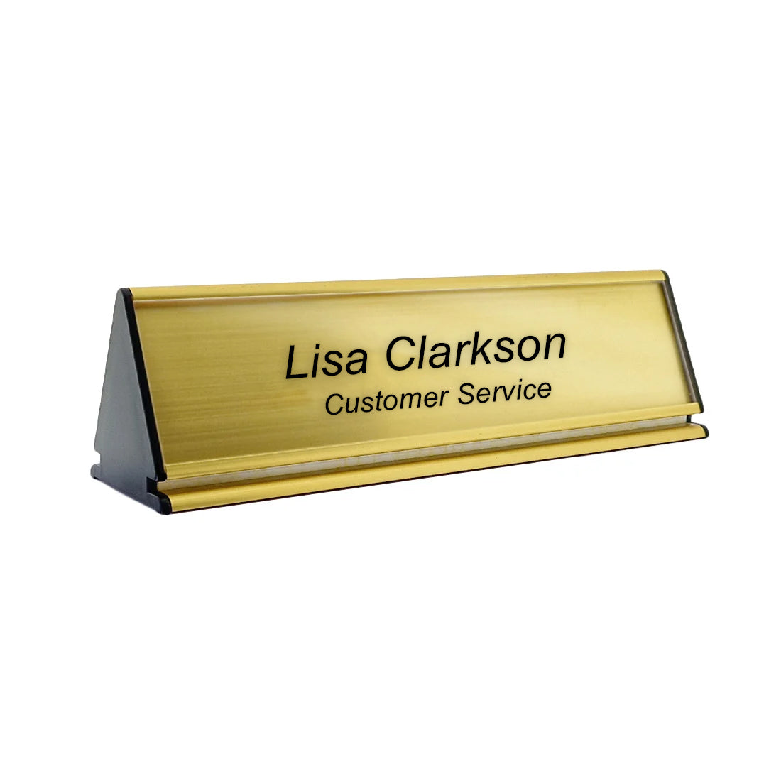 Personalised A-Frame Desk Name Plate 245x77mm - Gold Aluminium