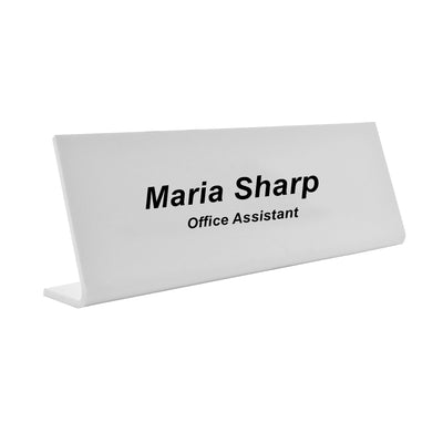 Personalised Desk Name Plate - White Plexiglass