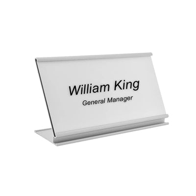 Personalised Desk Name Plate 170x100mm - Silver Aluminium