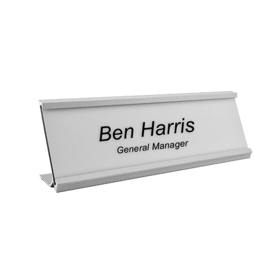 Personalised Desk Name Plate 178x60mm - Silver Aluminium