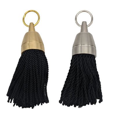 Brass Hotel Key Tags With Colourful Fabric Tassel and Custom Engraving