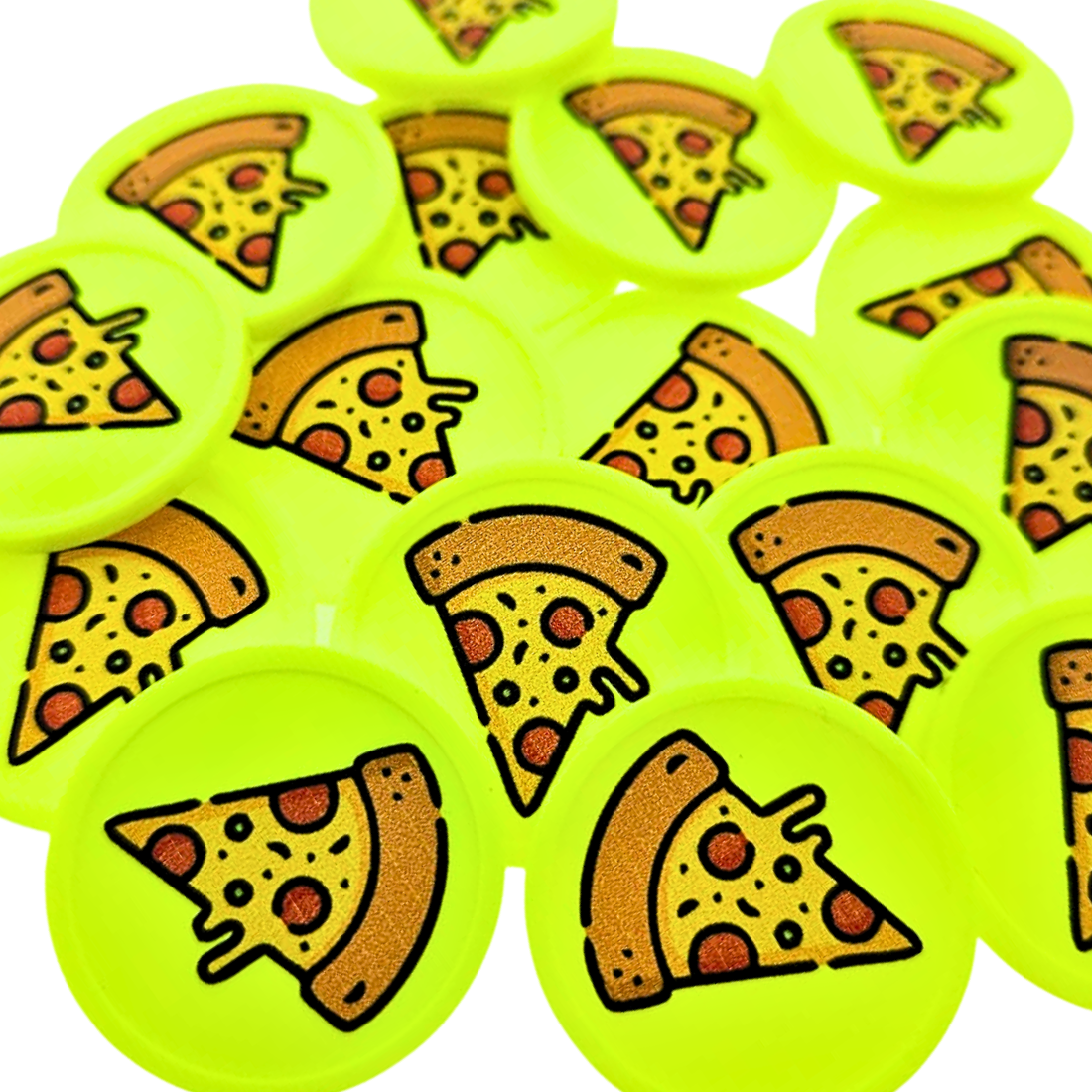 Plastic Food Tokens Printed Pizza Slice 29mm