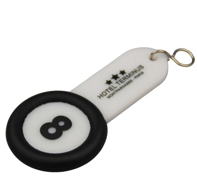 Large Opaque Plexiglass Hotel Key Tags With Rubber Ring and Custom Printing