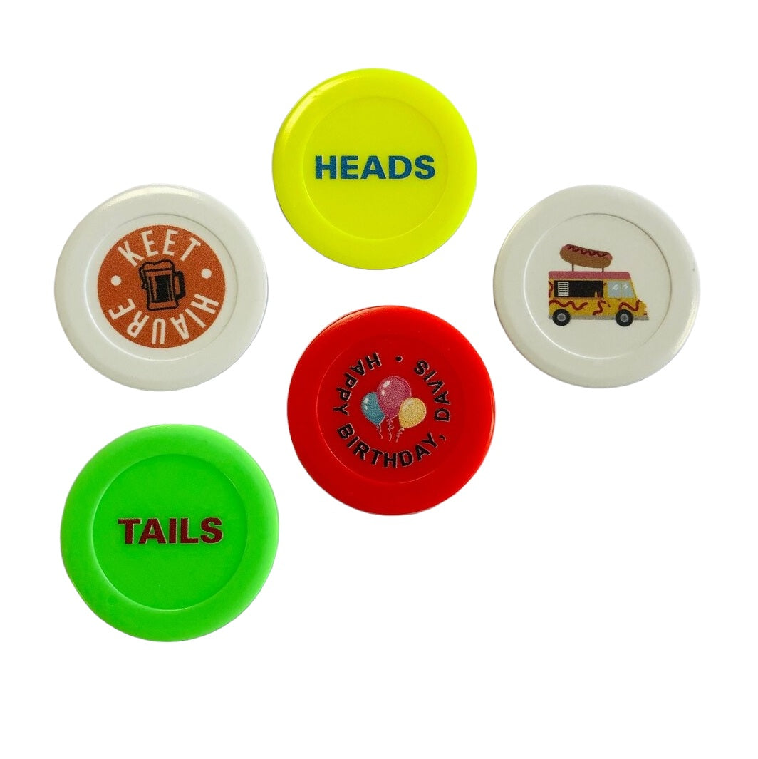 Custom Printed Round Casino/Poker Plastic Tokens 40mm - MOQ 100