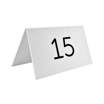 White Table Number Signs Horizontal Rectangle - Polystyrene