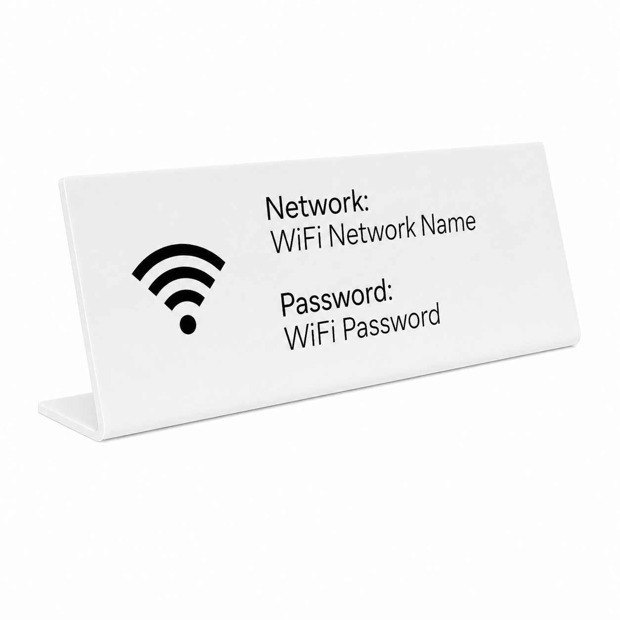 Polystyrene Wifi Login L-Shaped Sign Front View