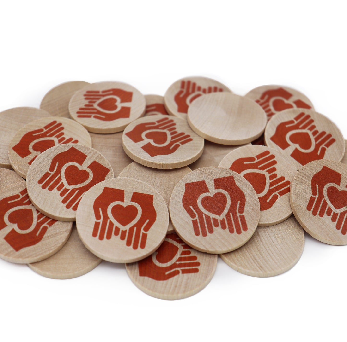 Custom Printed Round Maple Wood Tokens 29mm - MOQ 100