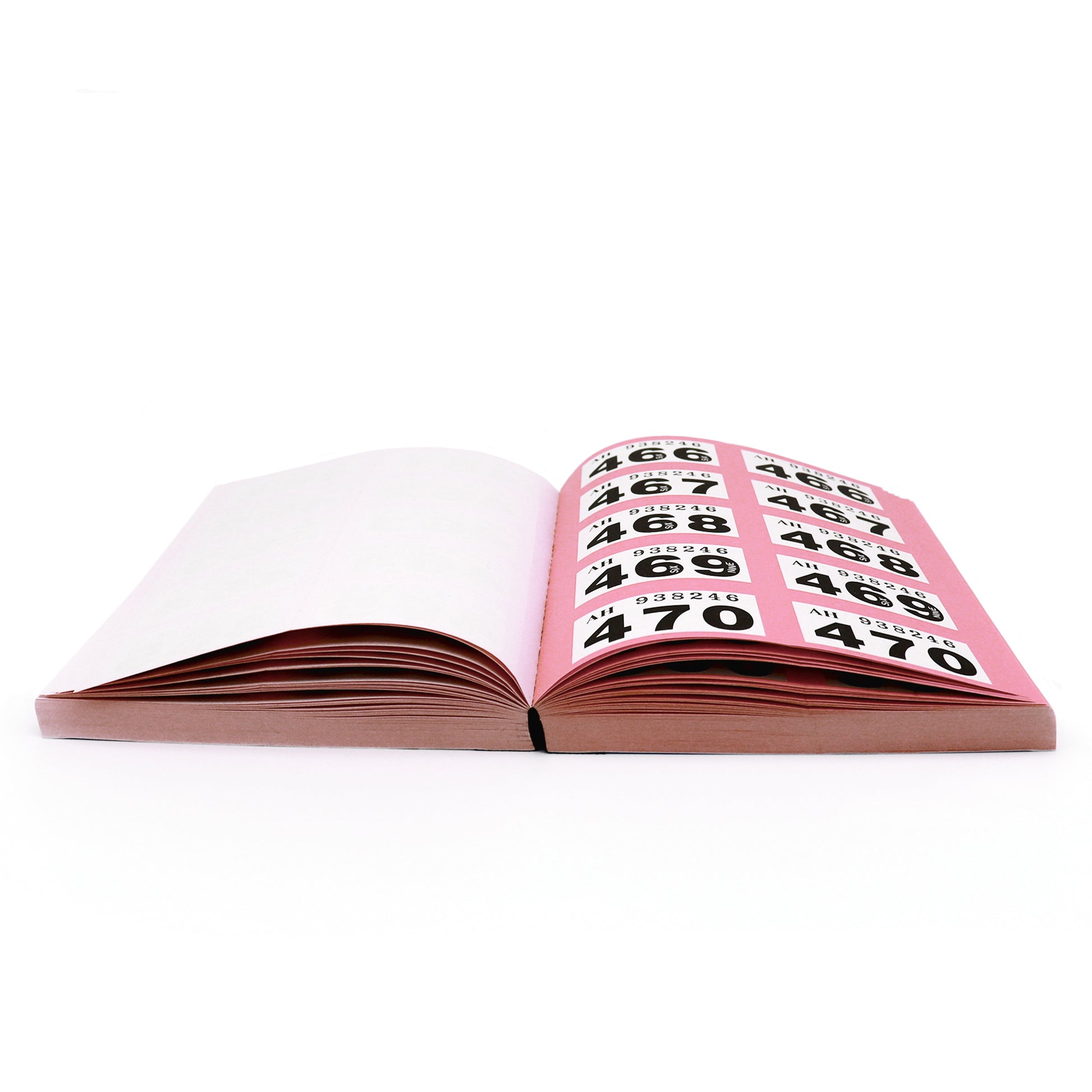 6-pack Raffle Ticket Book 1-1000 Pink Book Open