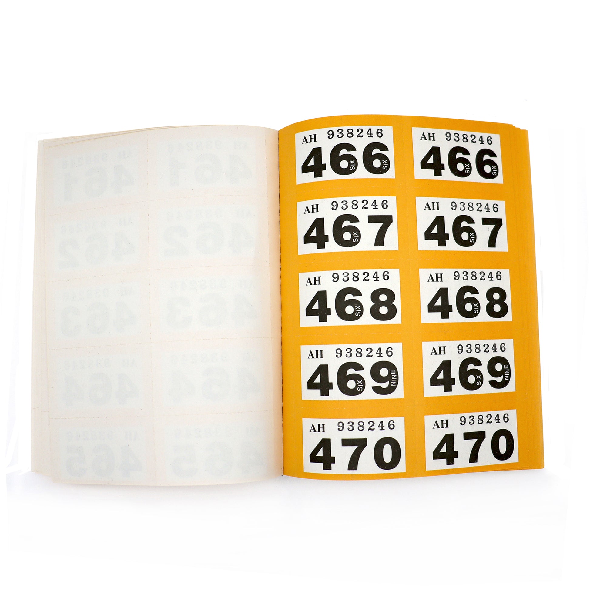 Yellow Raffle Ticket Book Double Number Cloakroom Tickets Yellow Open