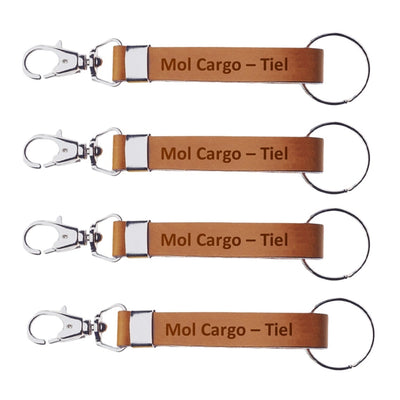 Rectangle Leather Hotel Key Tags With Split Key Ring And Swivel Clasp | 140x15mm | Hot Stamped Engraving