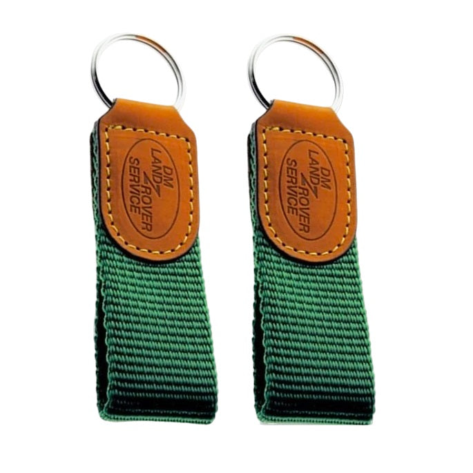 Leather Hotel Key Tags With Colourful Nylon Strap and Split Key Ring | 120x30mm | Hot Stamped Engraving