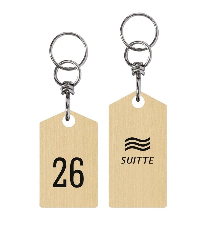 Rectangle Brass Hotel Key Tags | Personalised Gold Metal Key Labels ...