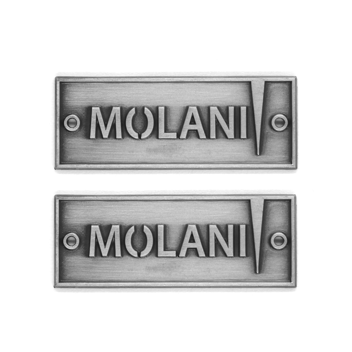 Rectangle Embossed Logo Tags With a Stainless Steel Finish