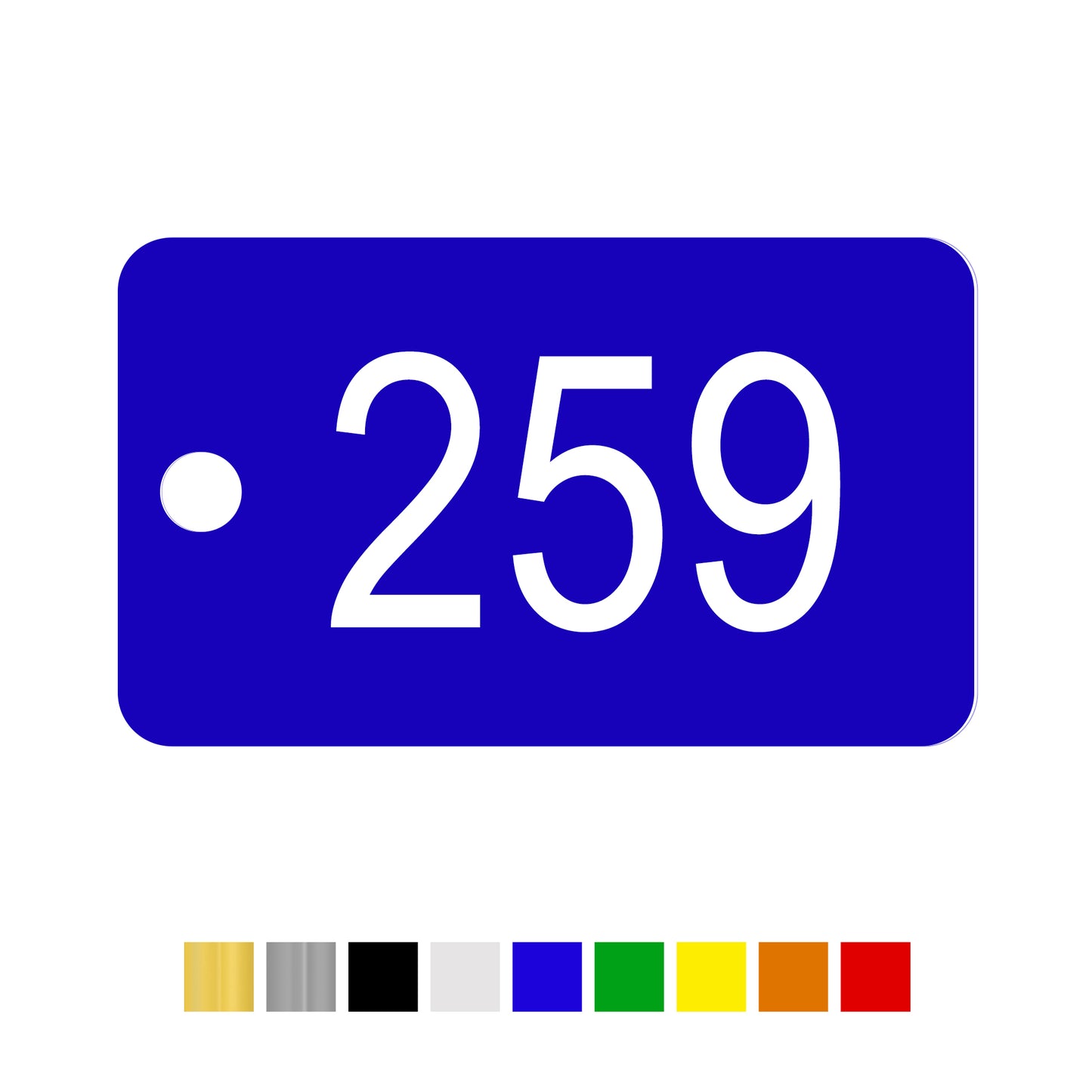 Rounded Rectangle Acrylic Number Labels with One Drill Hole Horizontal