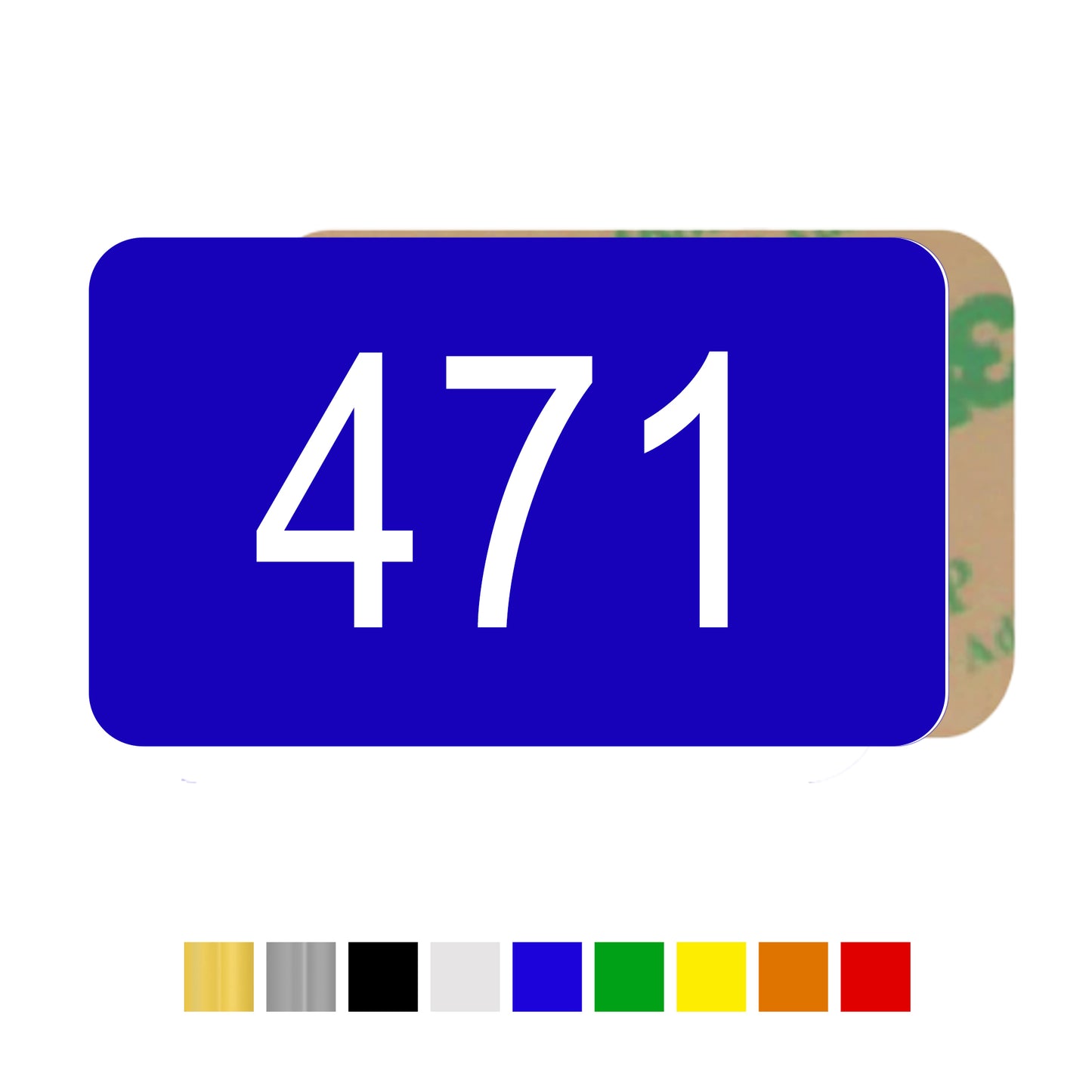 Rounded Rectangle Acrylic Number Labels with Adhesive Tape Horizontal