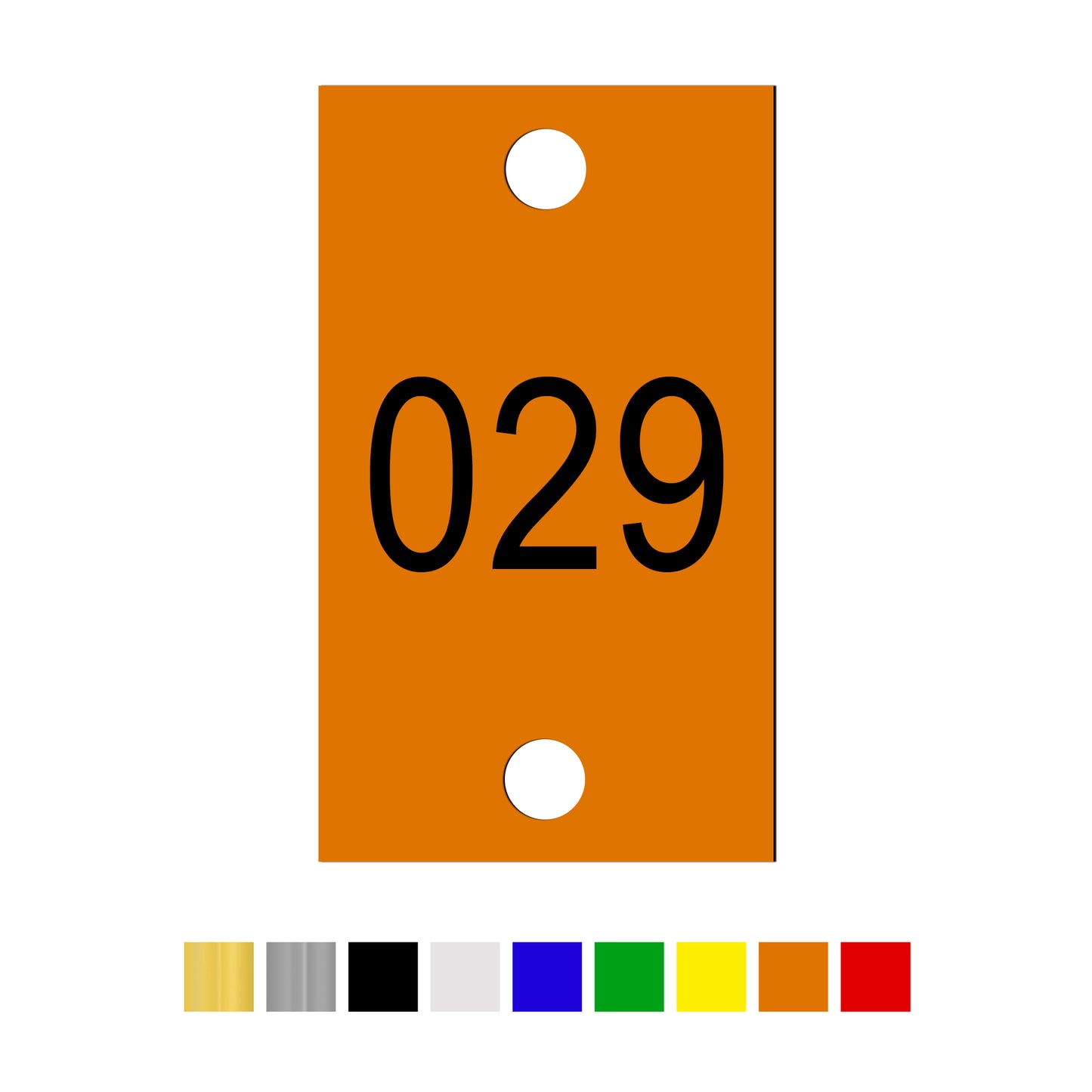 Rectangle Acrylic Number Labels with Two Drill Hole Vertical