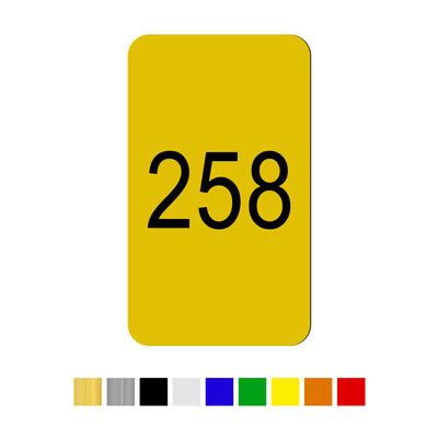 Rounded Rectangle Acrylic Number Labels Vertical