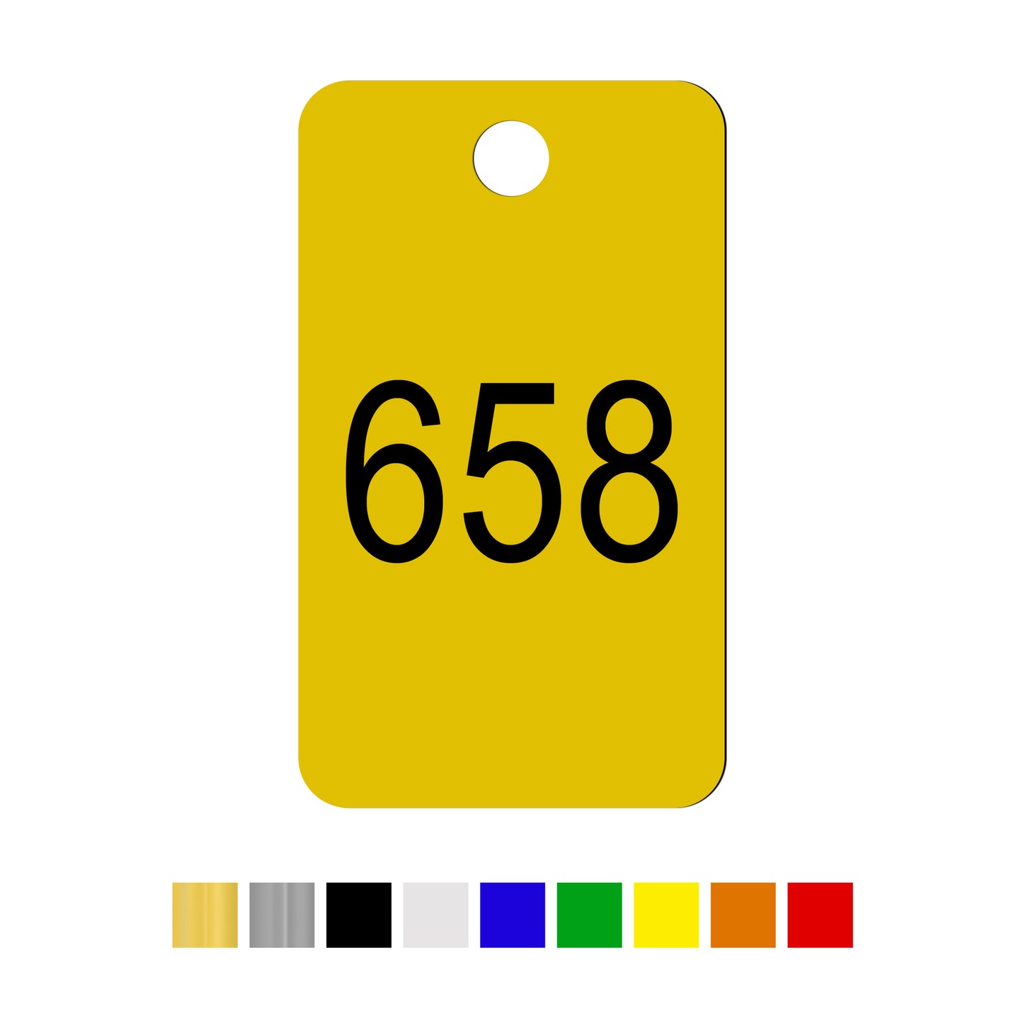 Rounded Rectangle Acrylic Number Labels with One Drill Hole Vertical