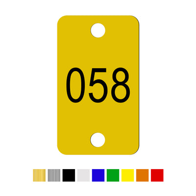 Rounded Rectangle Acrylic Number Labels with Two Drill Holes Vertical